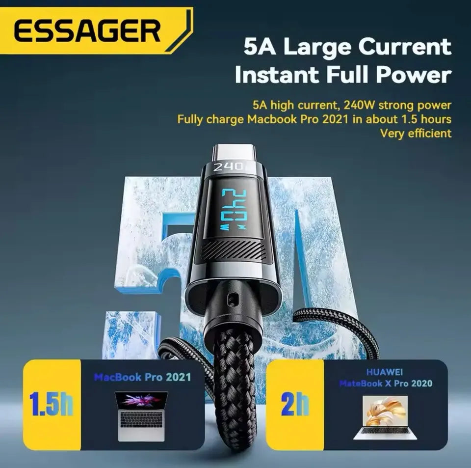 Cable USB-C Essager 240W con Pantalla Digital (2M)