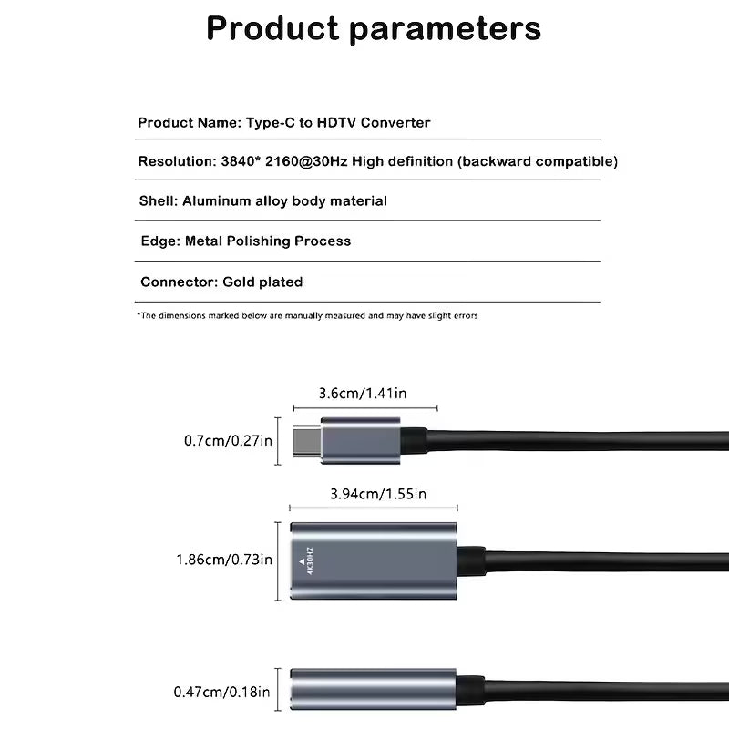 Adaptador USB-C a HDMI 4K 30Hz Ultra HD